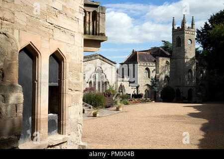 A view including St. Mary`s Chapel, Guy`s Cliffe House, Warwick, Warwickshire, England, UK Stock Photo